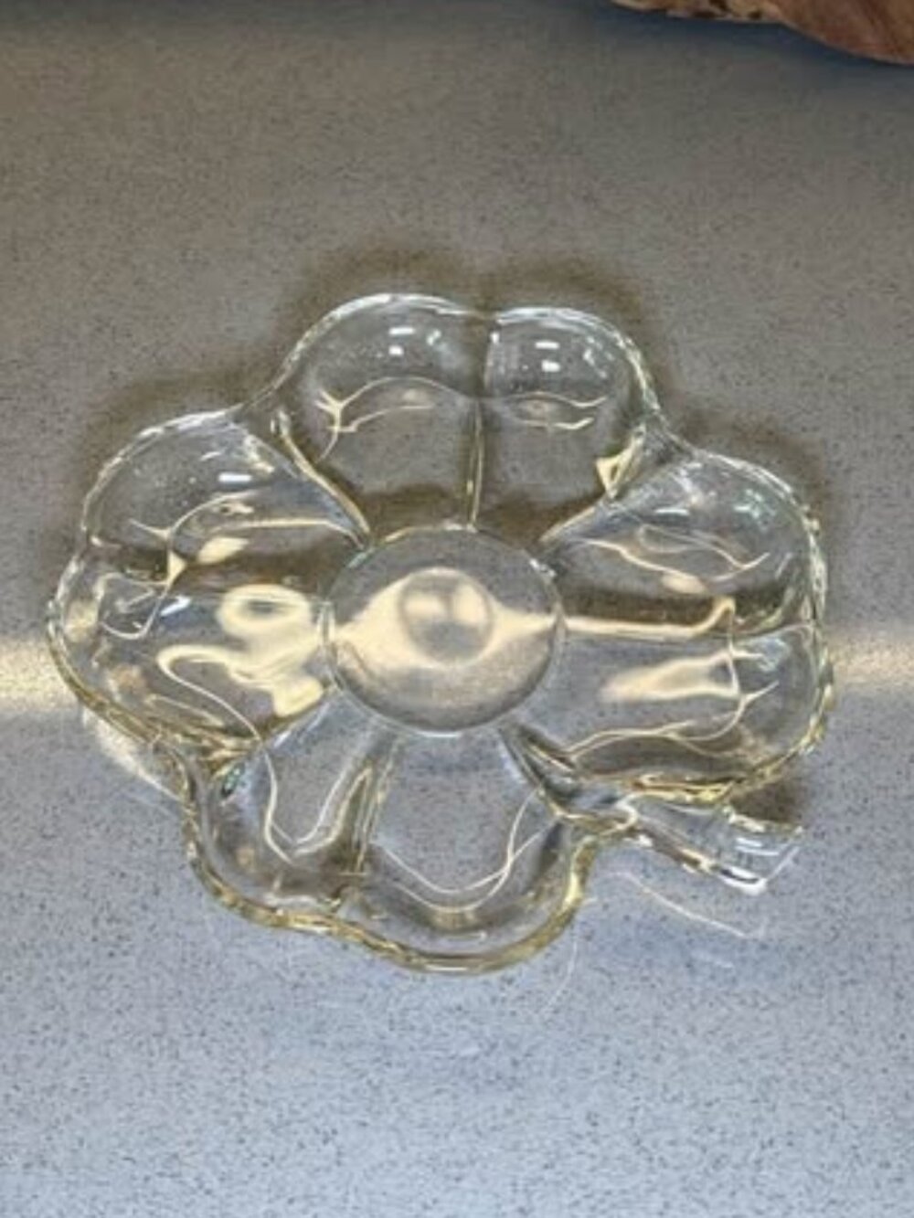 Vintage Clear Glass Four Leaf Clover Trinket Dish